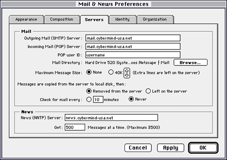 mail & news preferences